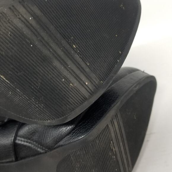 Simply Vera Vera Wang Svellie Black Leather Heeled Platform Boots Size 9.5 - Picture 11 of 14